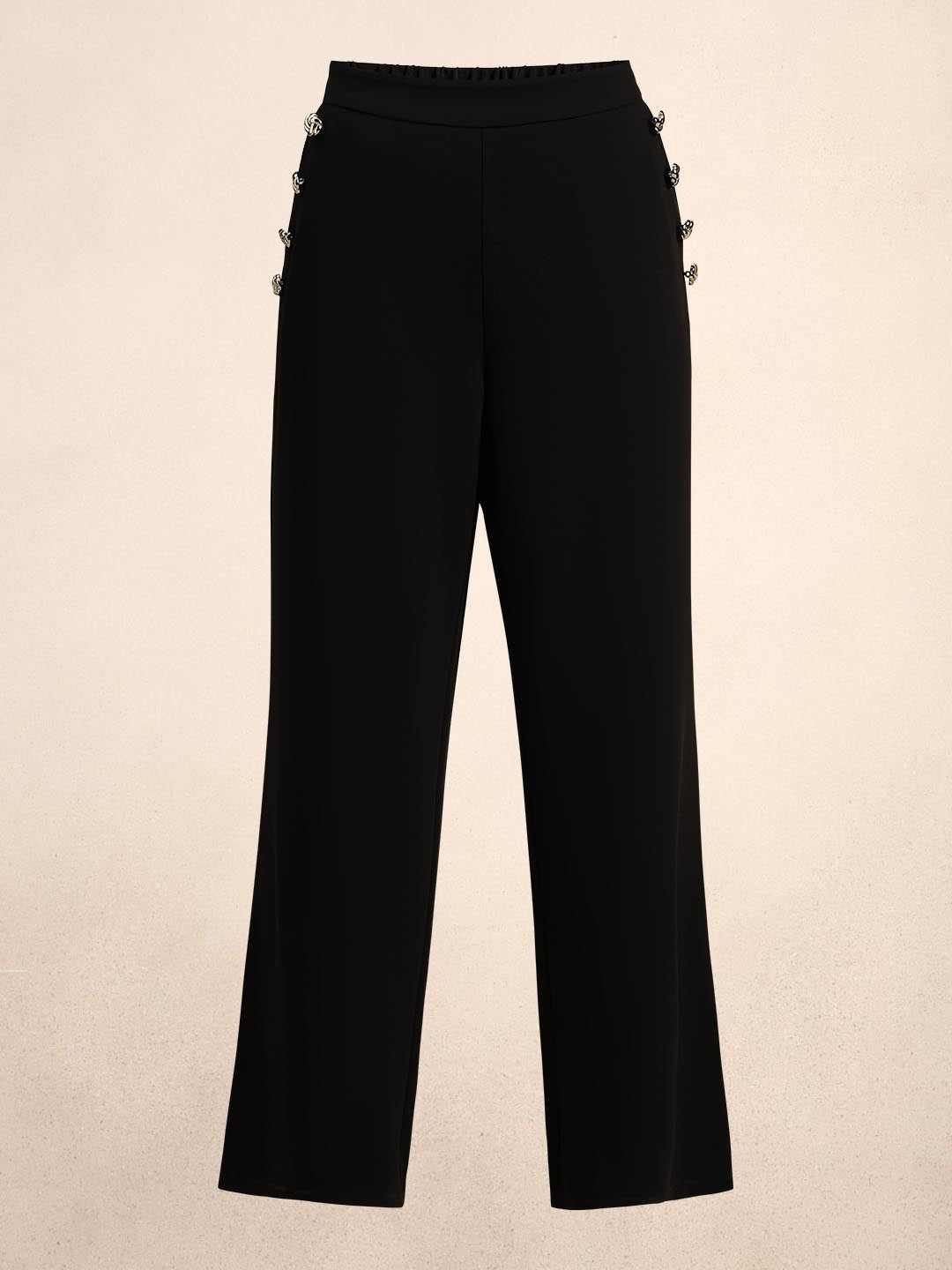 Black Button Detail Pants