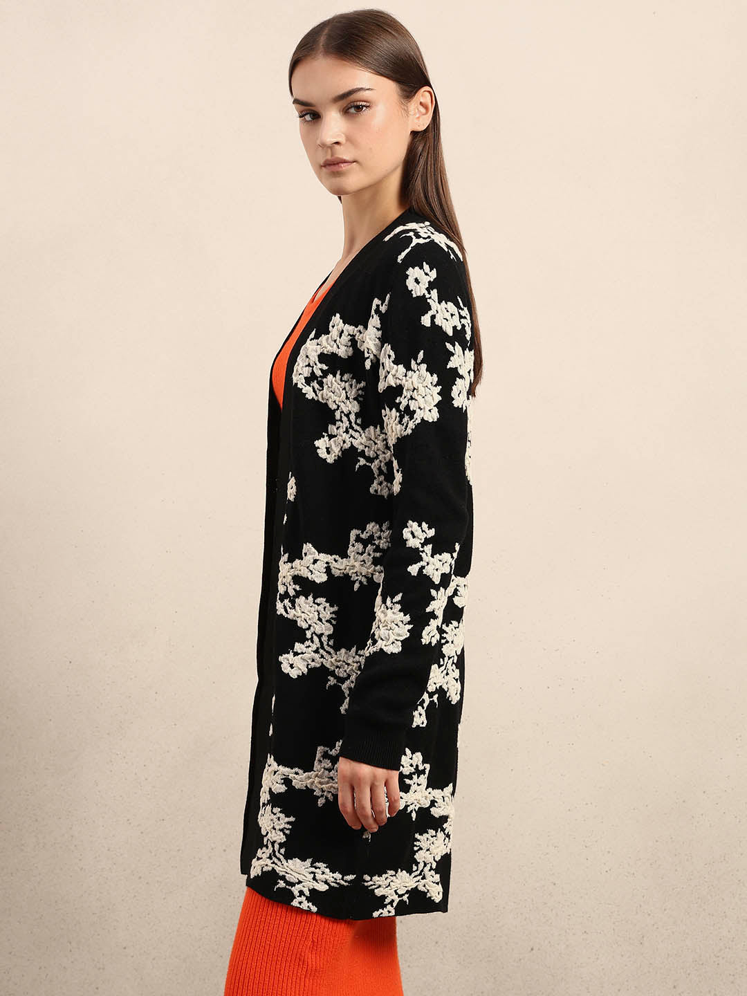 Floral Longline Open Cardigan