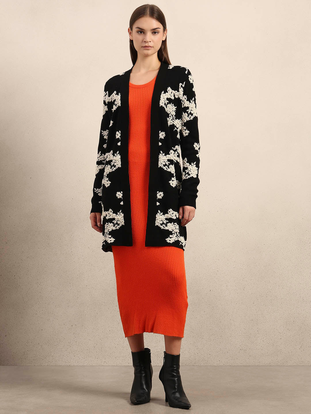 Floral Longline Open Cardigan