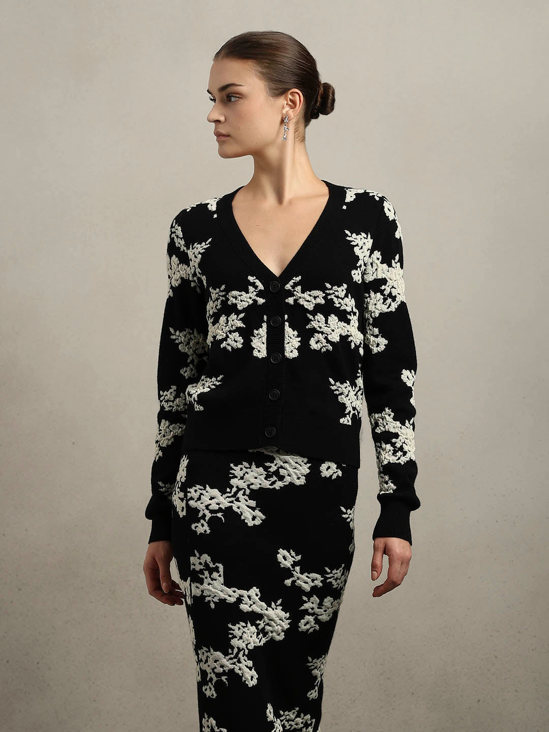 Floral Embroidered Open Cardigan