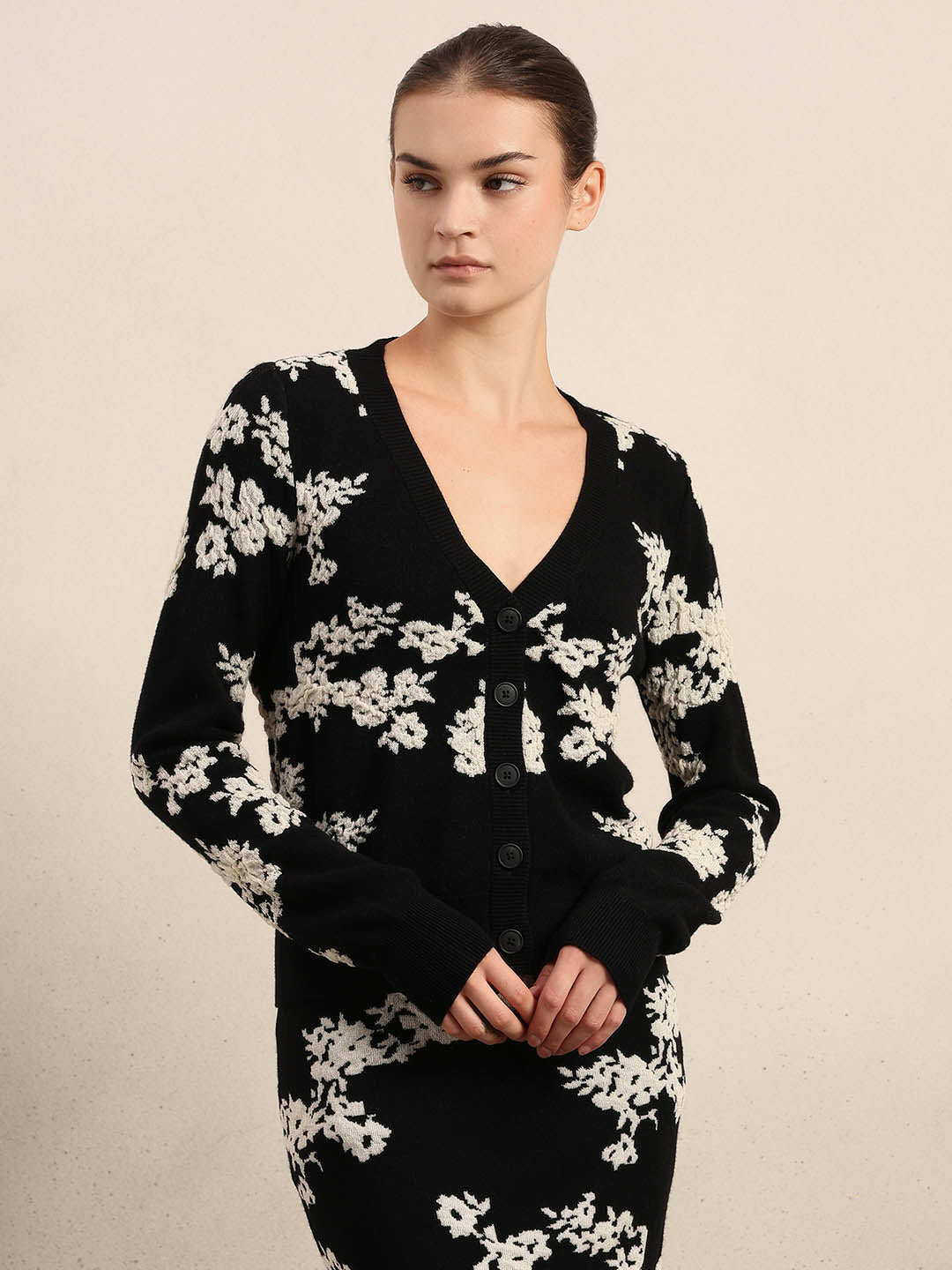Floral Embroidered Open Cardigan