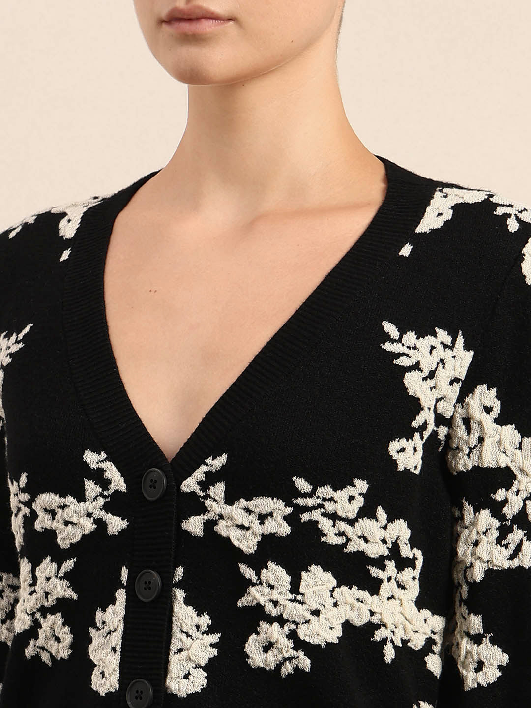 Floral Embroidered Open Cardigan