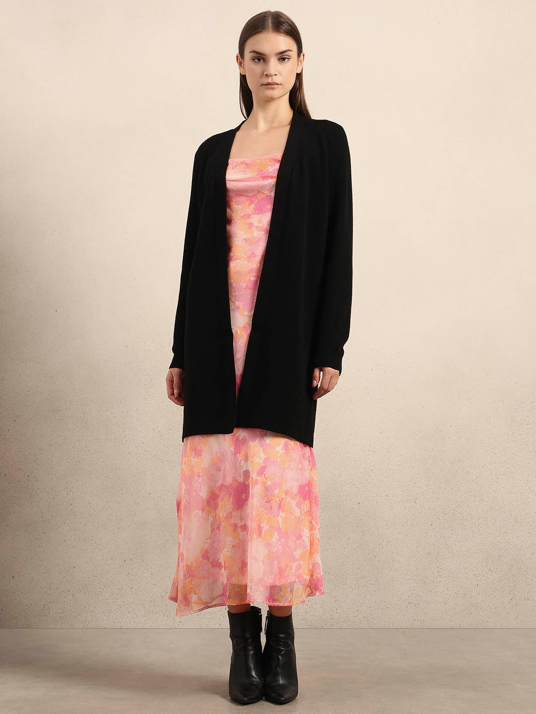 Long Front Open Cardigan