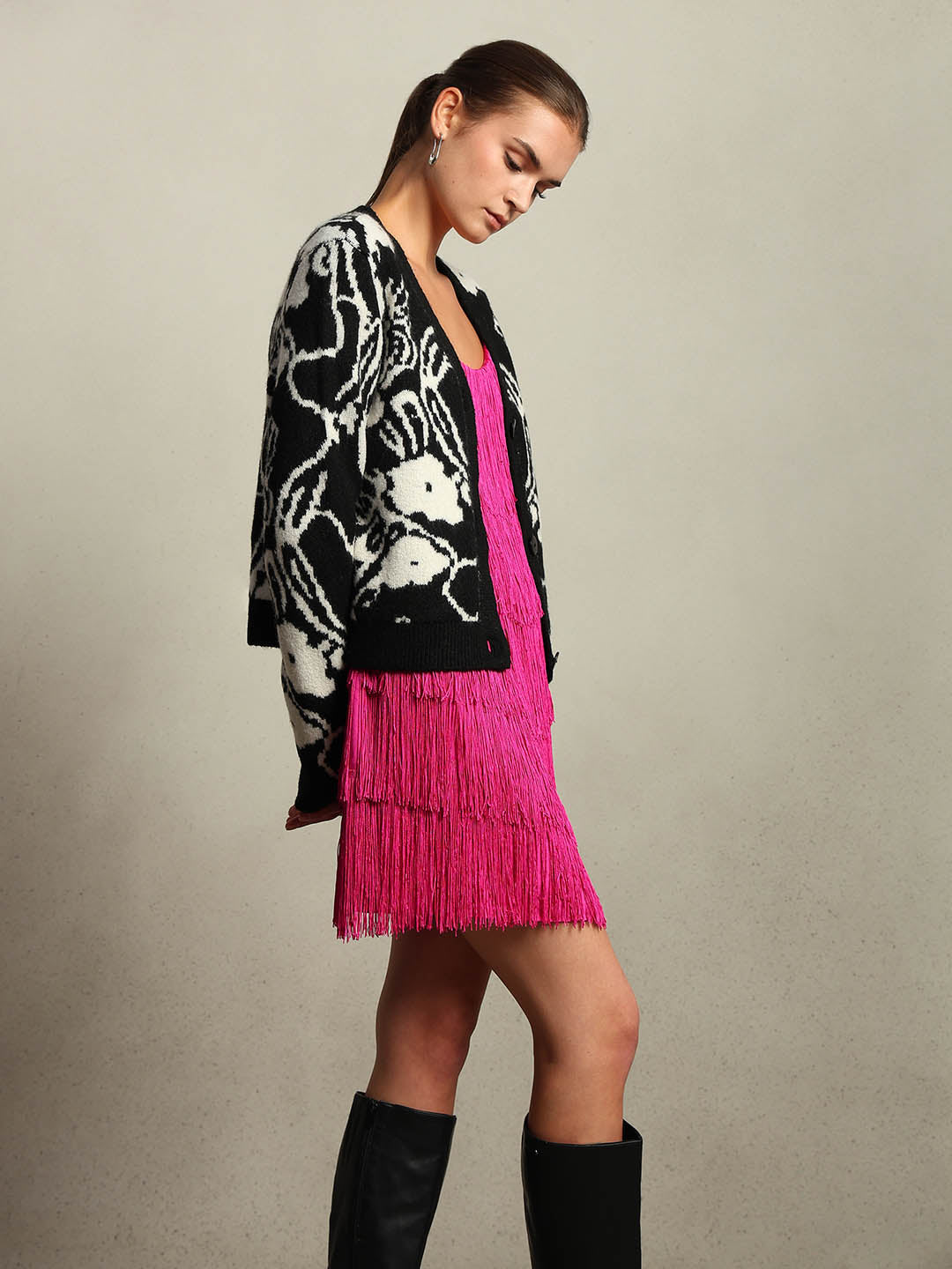 Jacquard V-Neck Cardigan