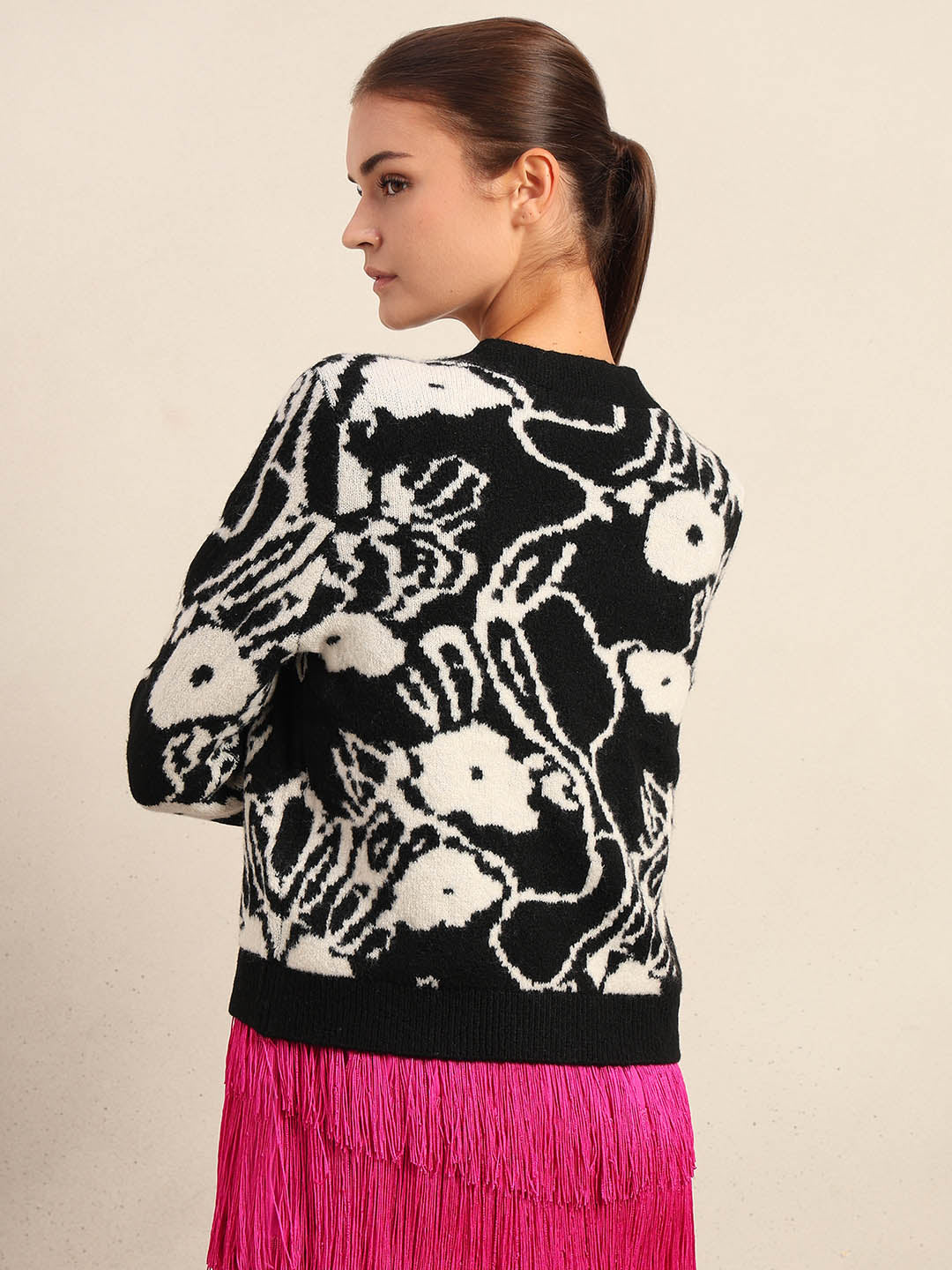 Jacquard V-Neck Cardigan