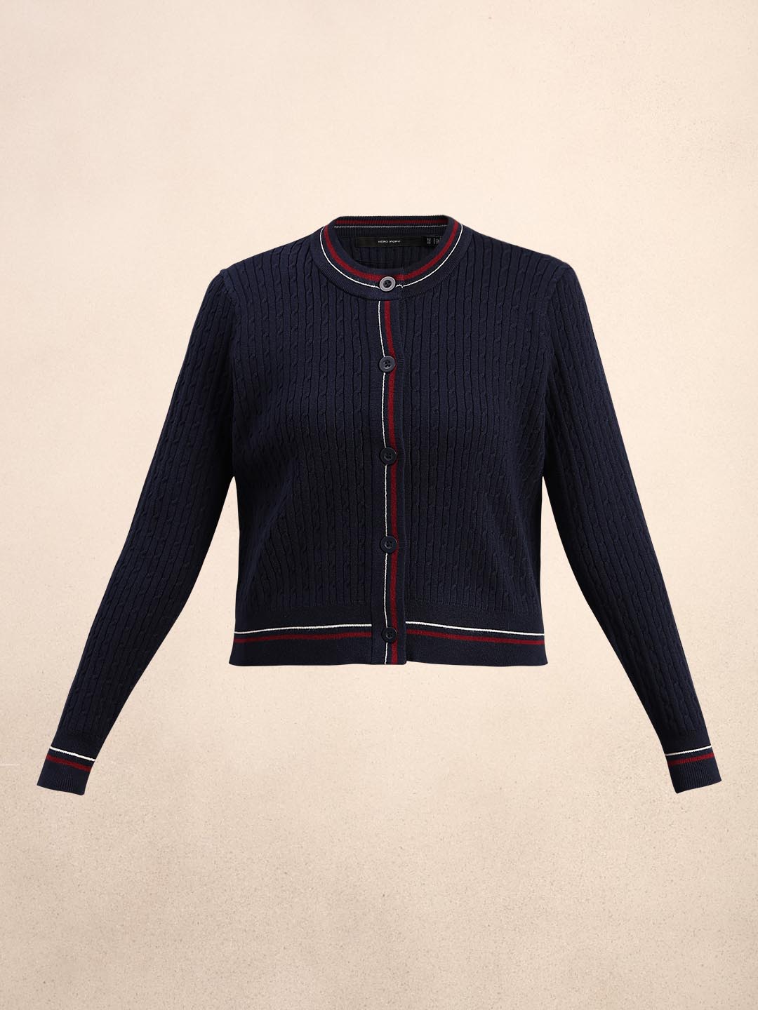 Navy Blue Textured Cardigan