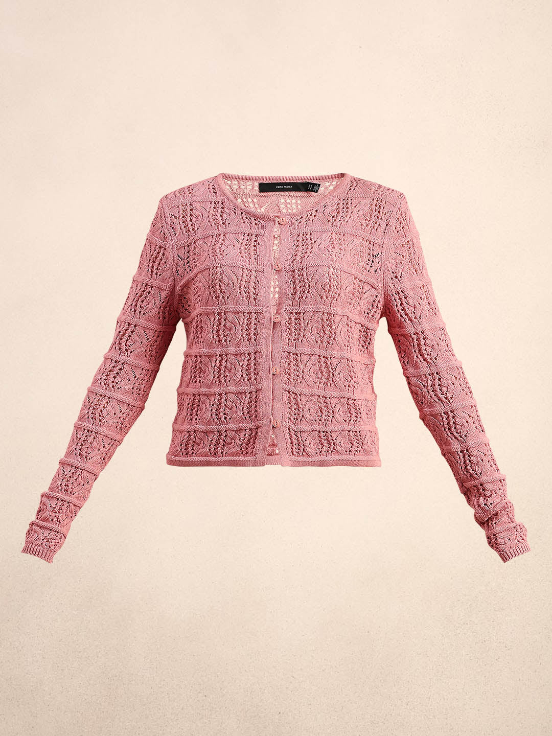 Pink Crochet Knitted Cardigan