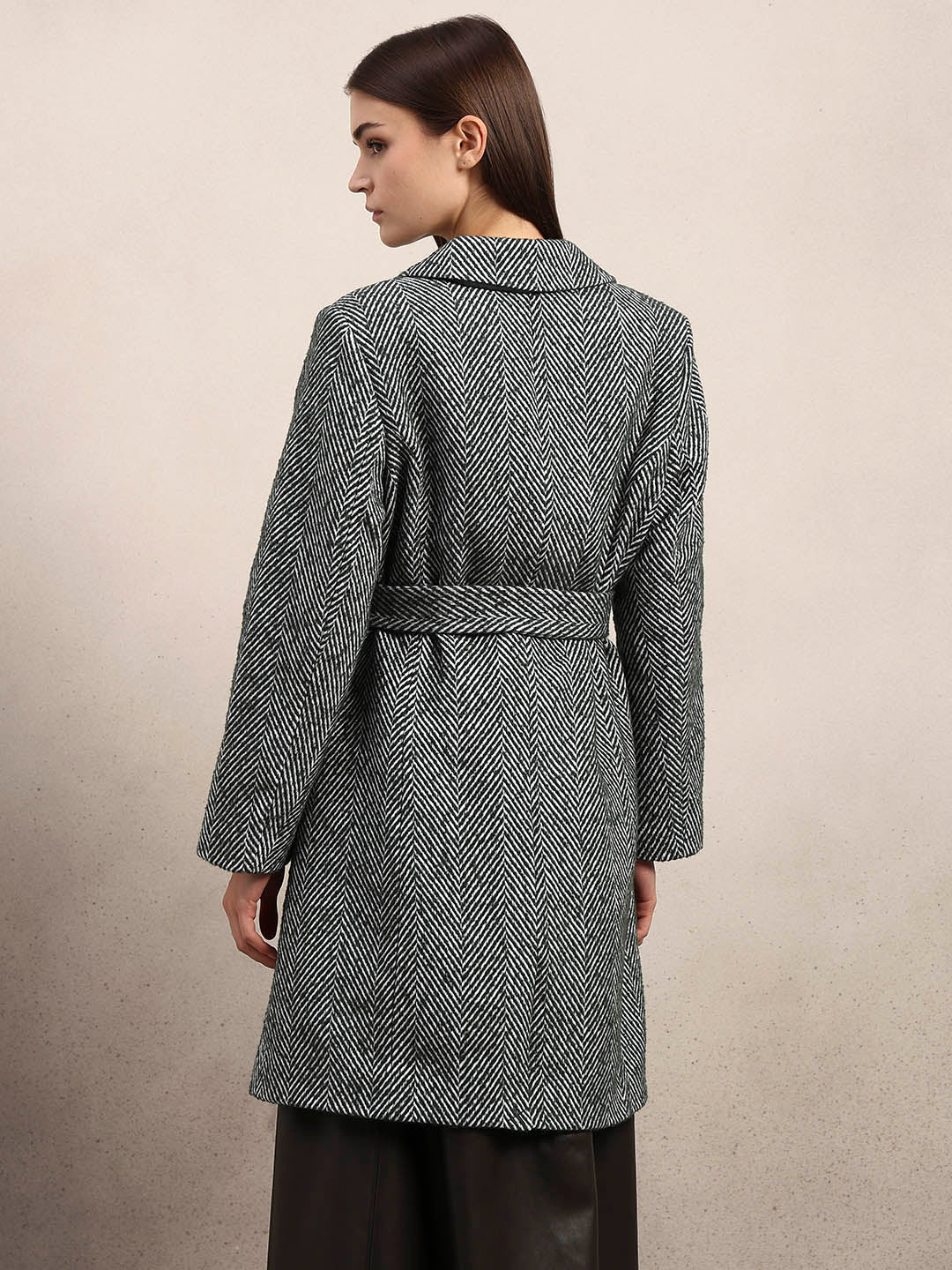Herringbone Belted Coat