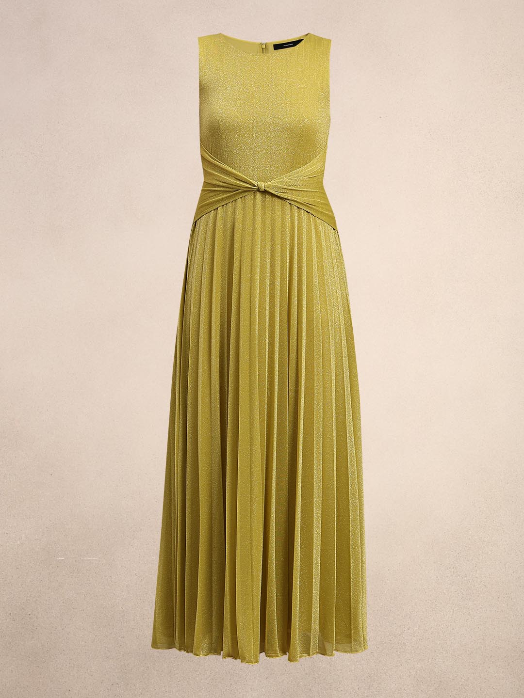 Yellow Shimmer Pleated Dress