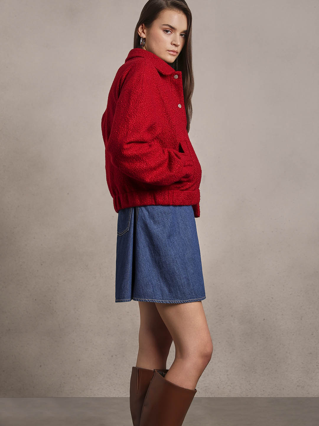 Boucle Textured Cropped Jacket