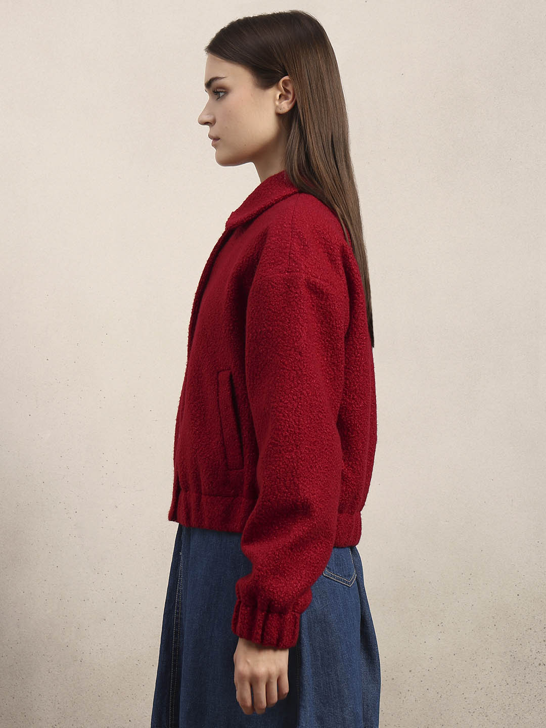 Boucle Textured Cropped Jacket