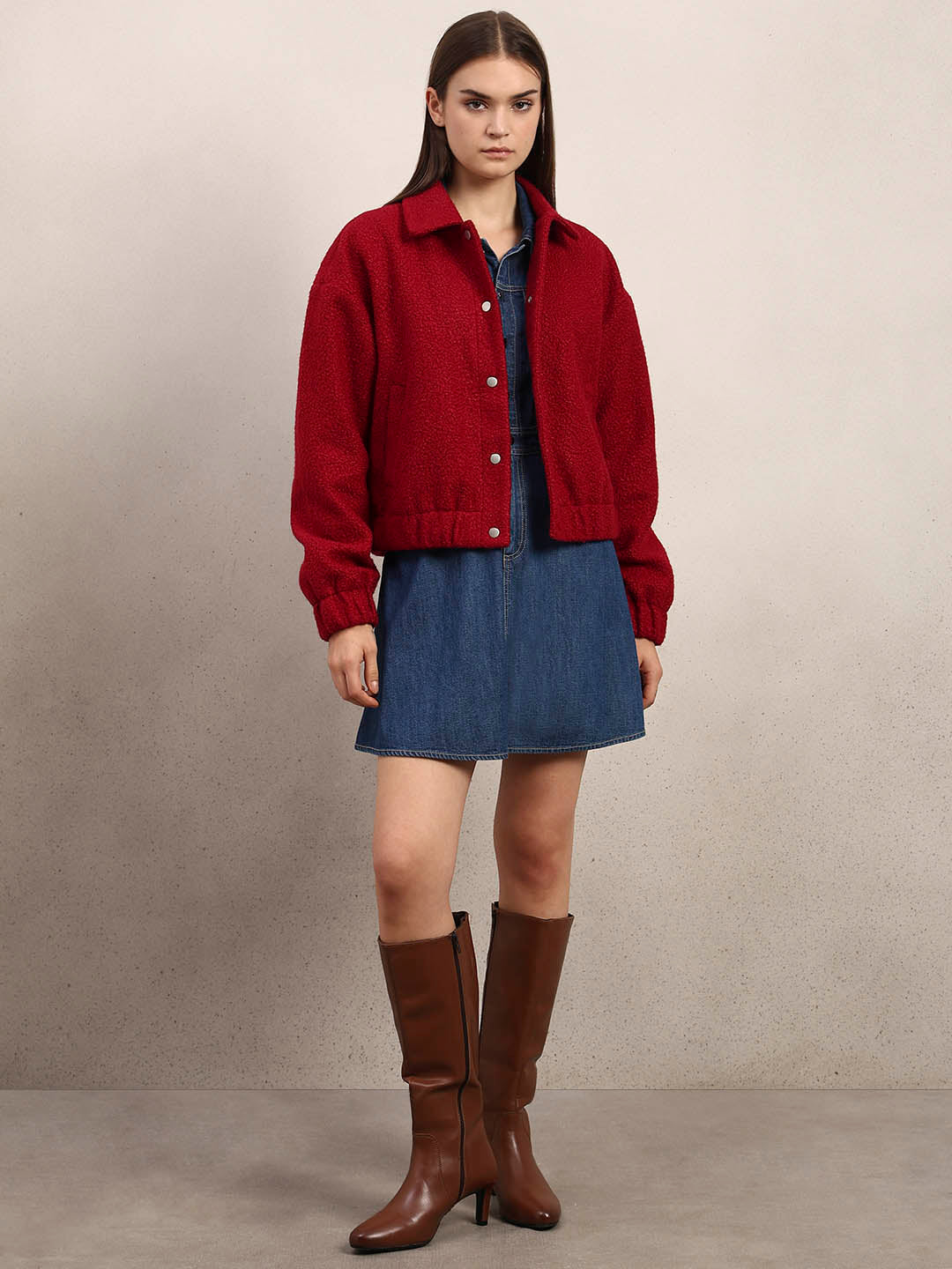 Boucle Textured Cropped Jacket