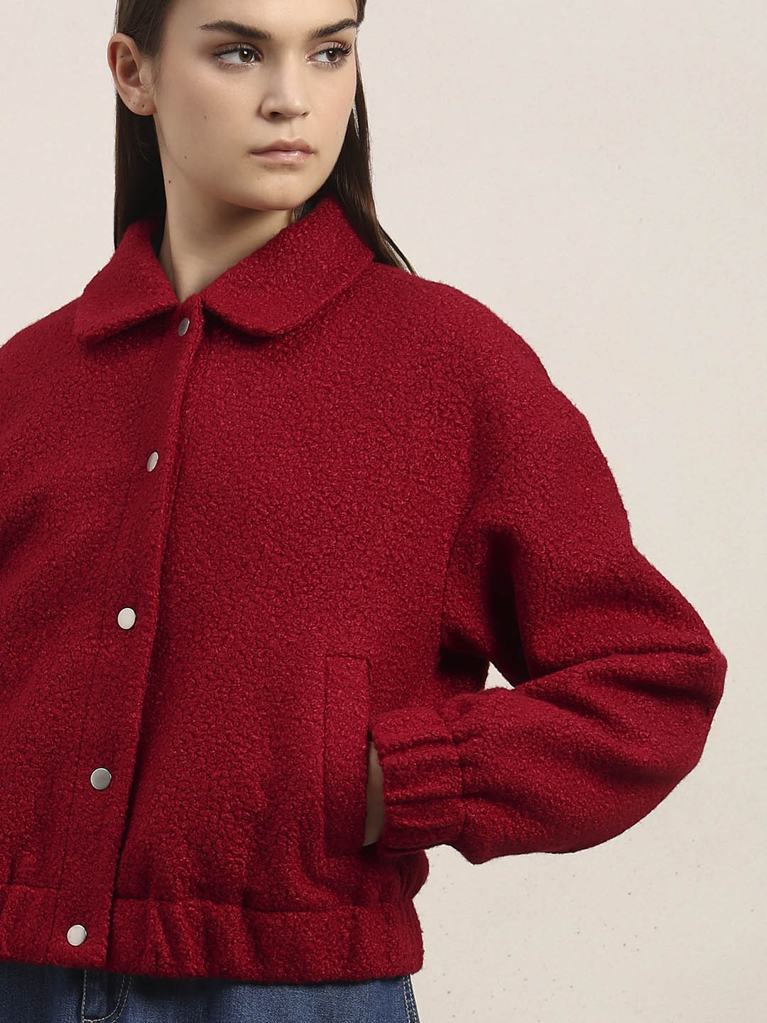 Boucle Textured Cropped Jacket