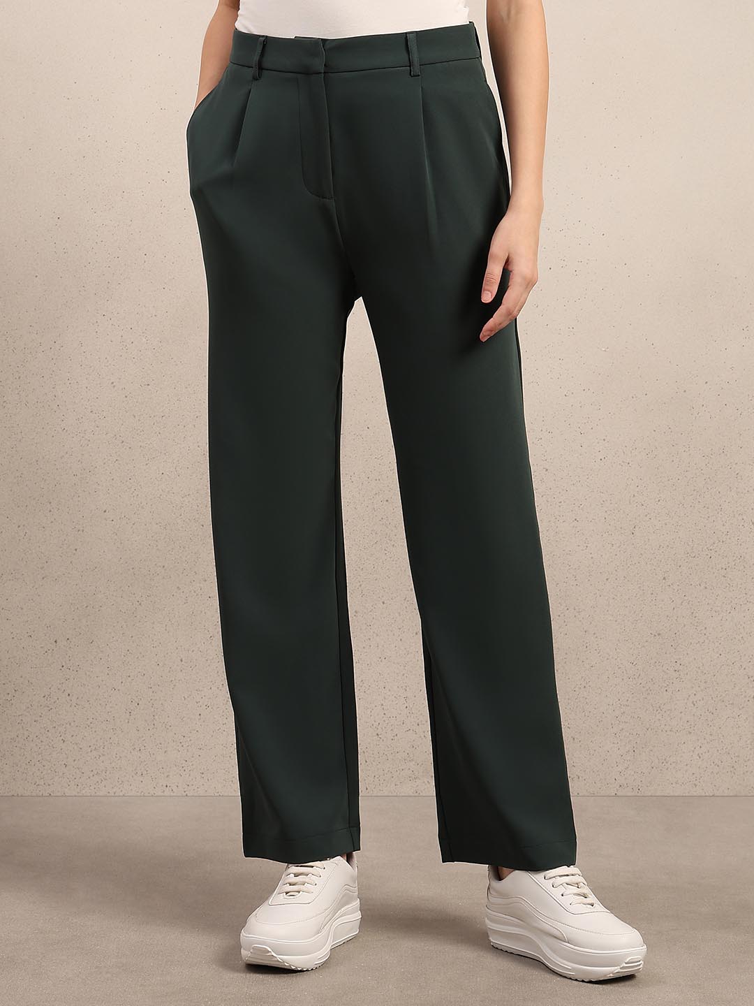 Dark Green High Rise Pants