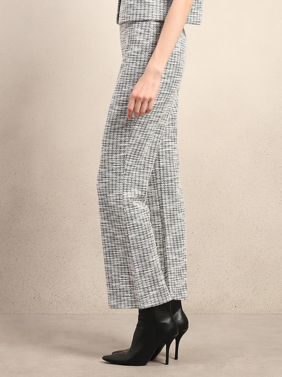 Grey High Rise Bootcut Knit Pants