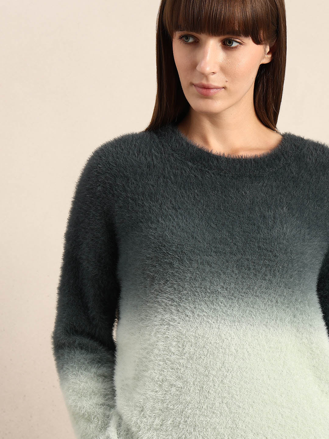 Green Gradient Fuzzy Sweater