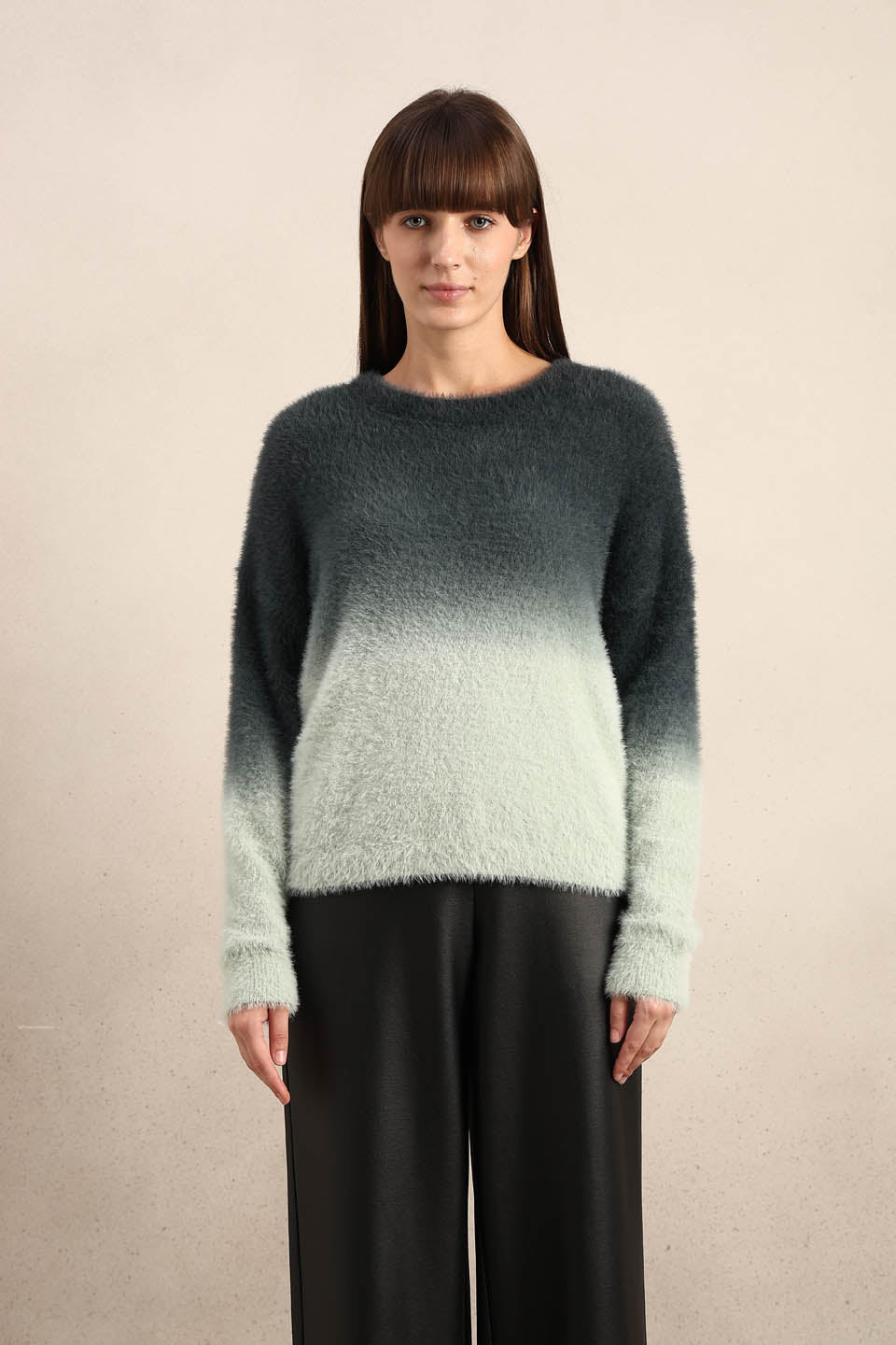 Green Gradient Fuzzy Sweater