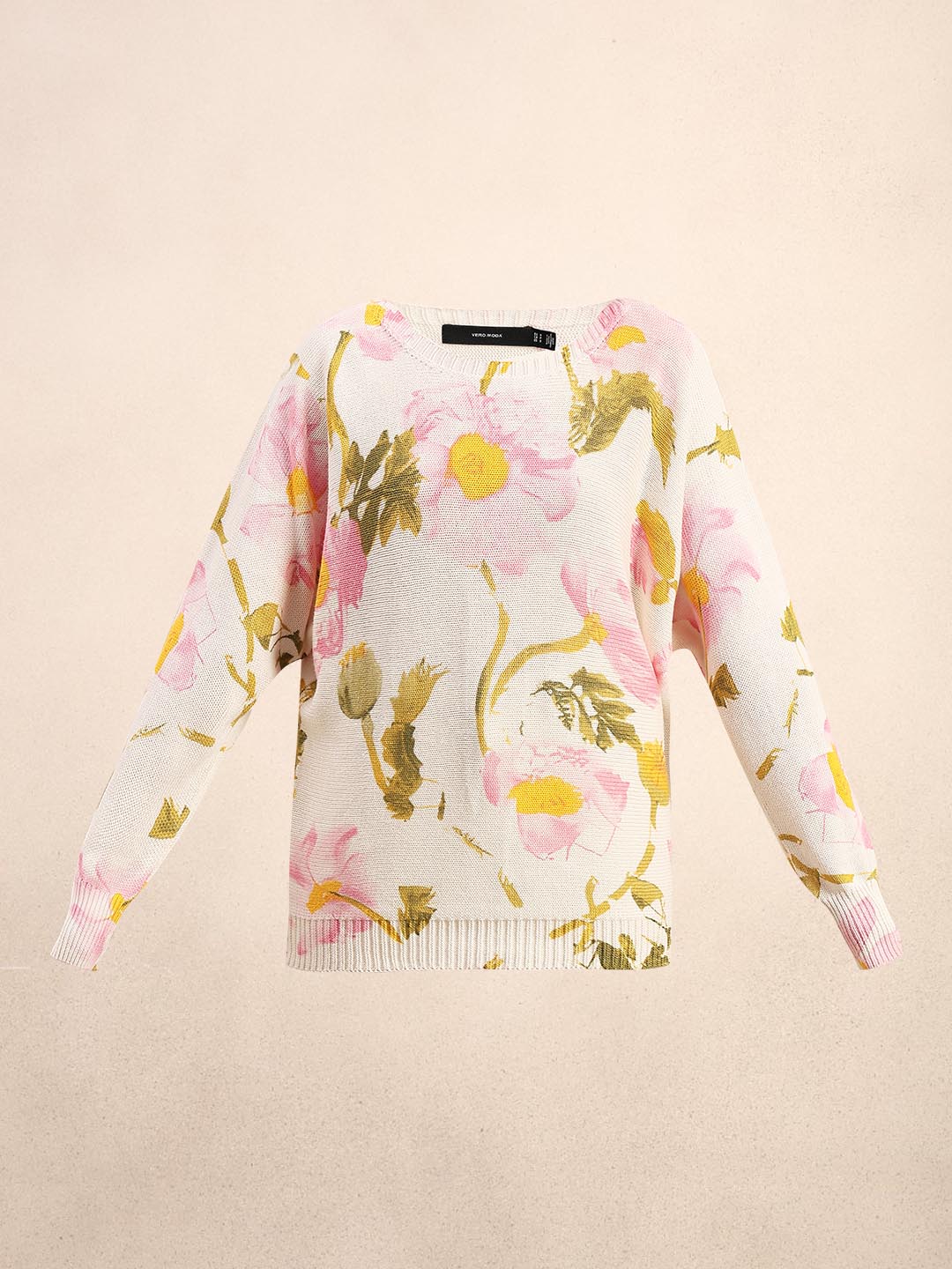 White Floral Print Pullover