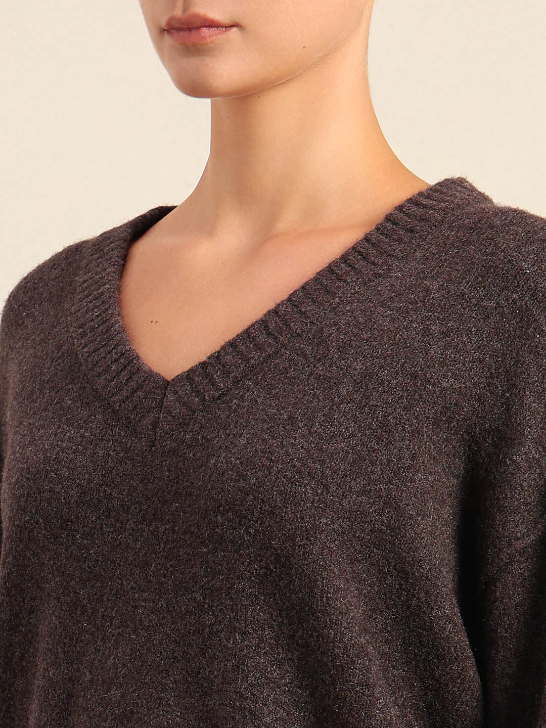 Deep Brown V-Neck Pullover