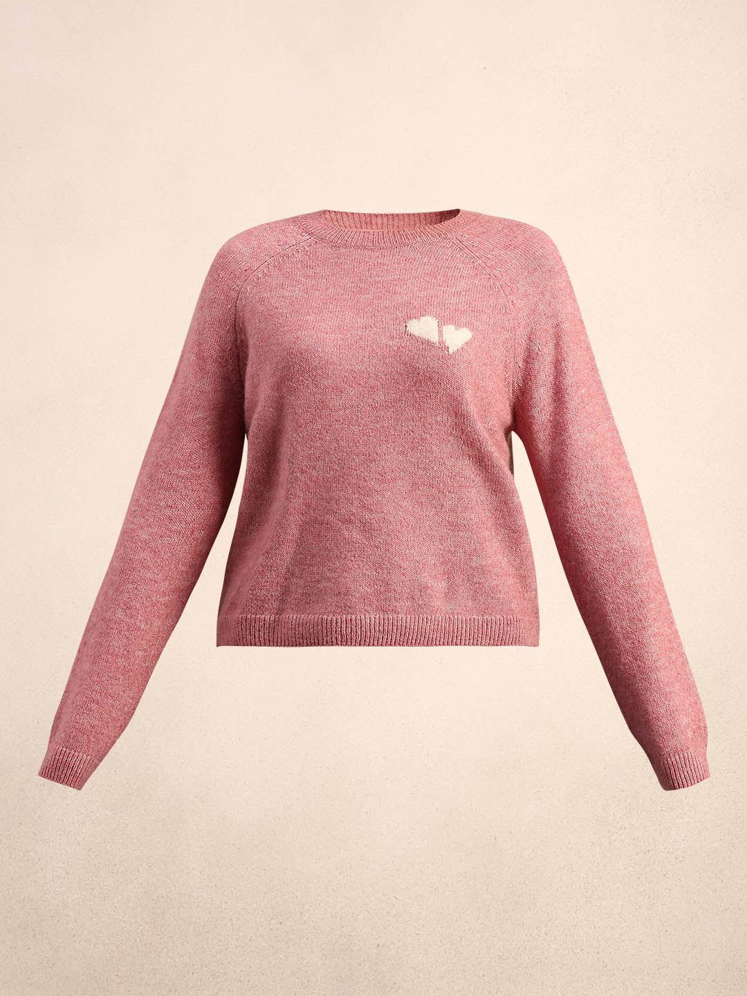 Heart Print O-Neck Pullover