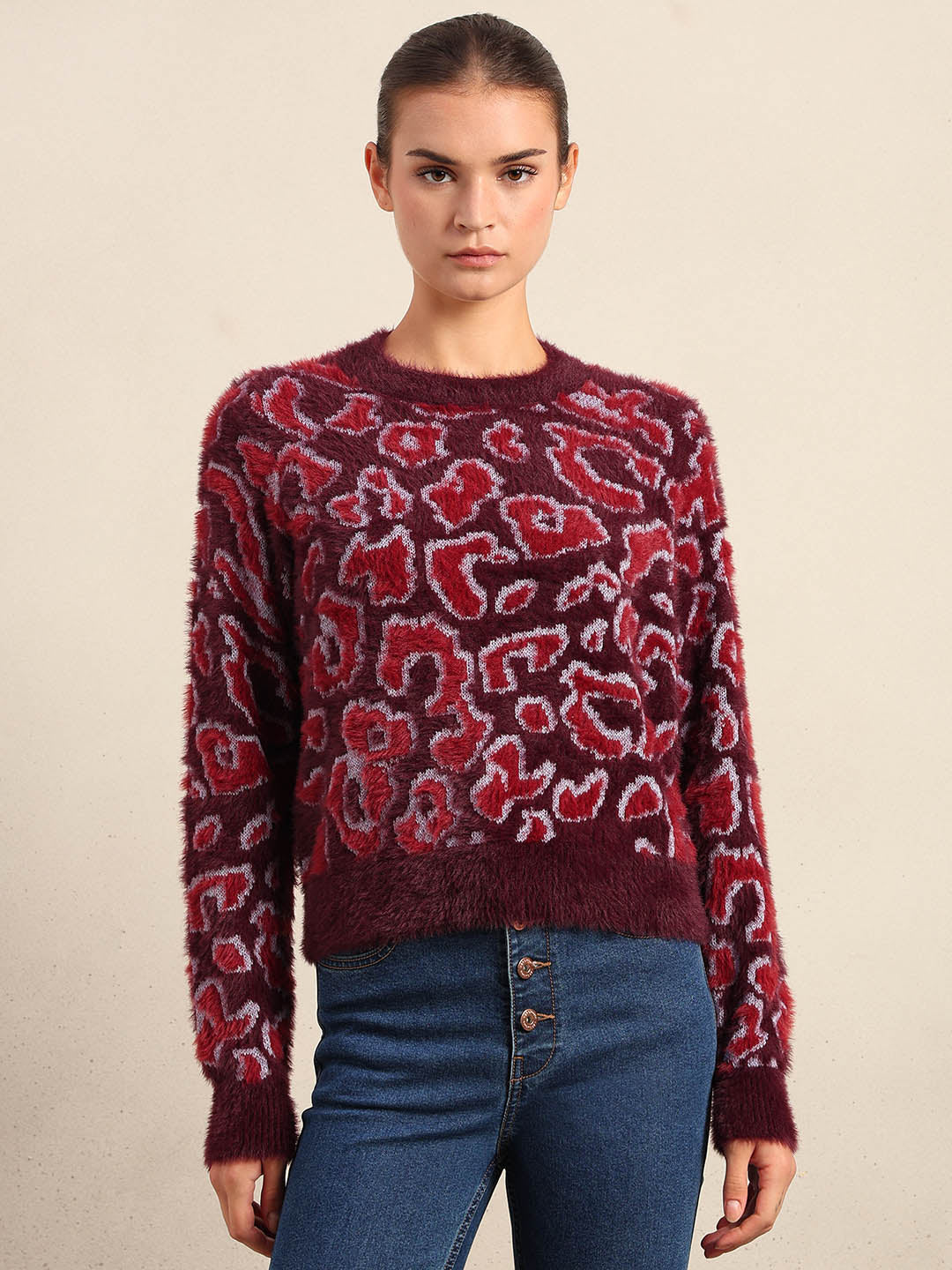 Red & Pink Animal Print Pullover