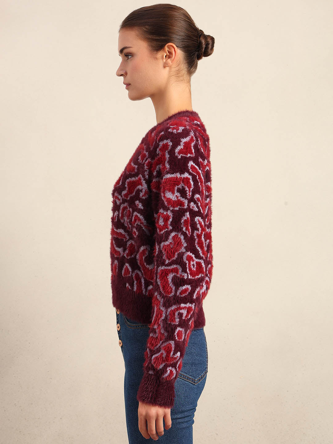 Red & Pink Animal Print Pullover