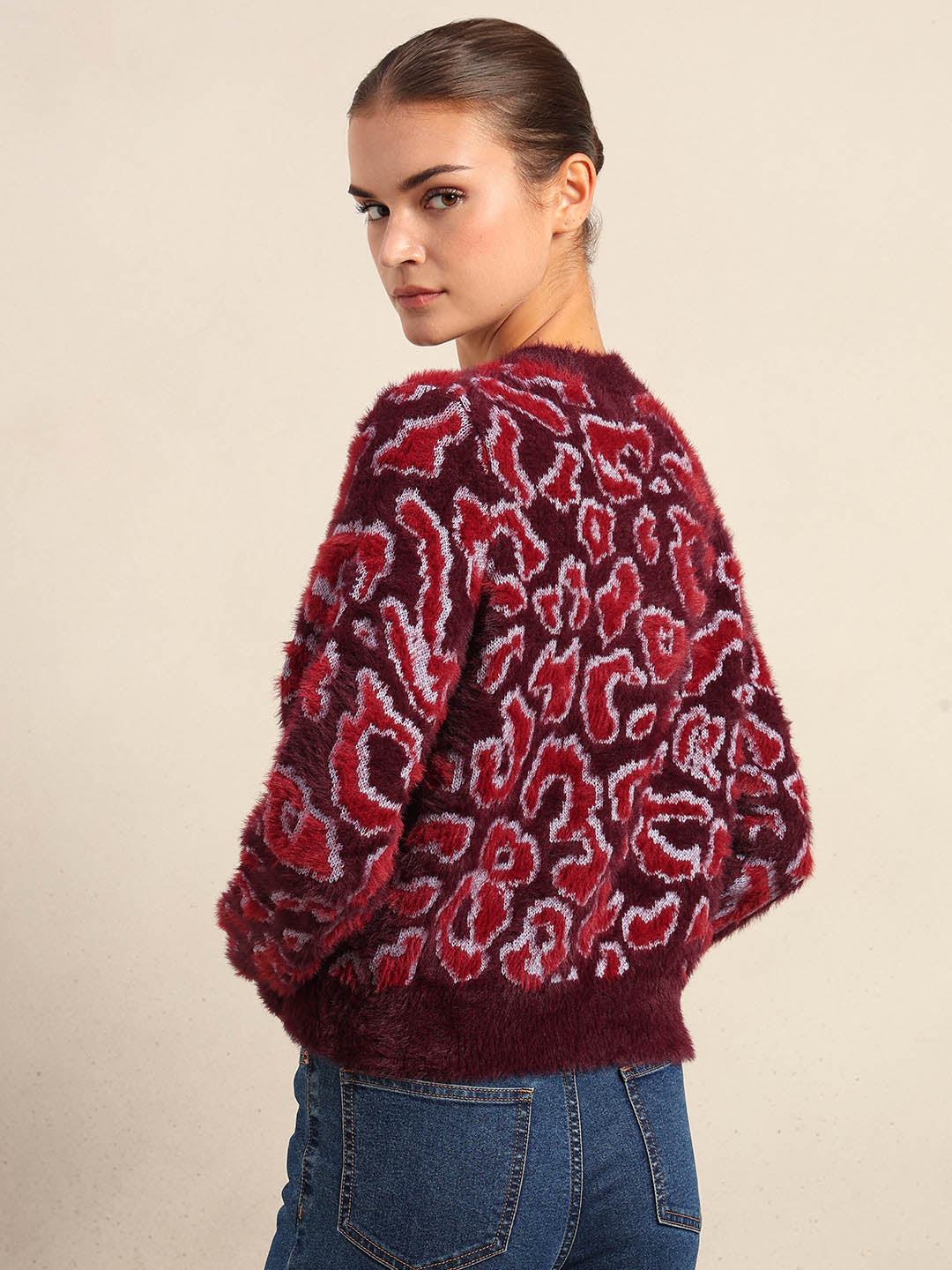 Red & Pink Animal Print Pullover