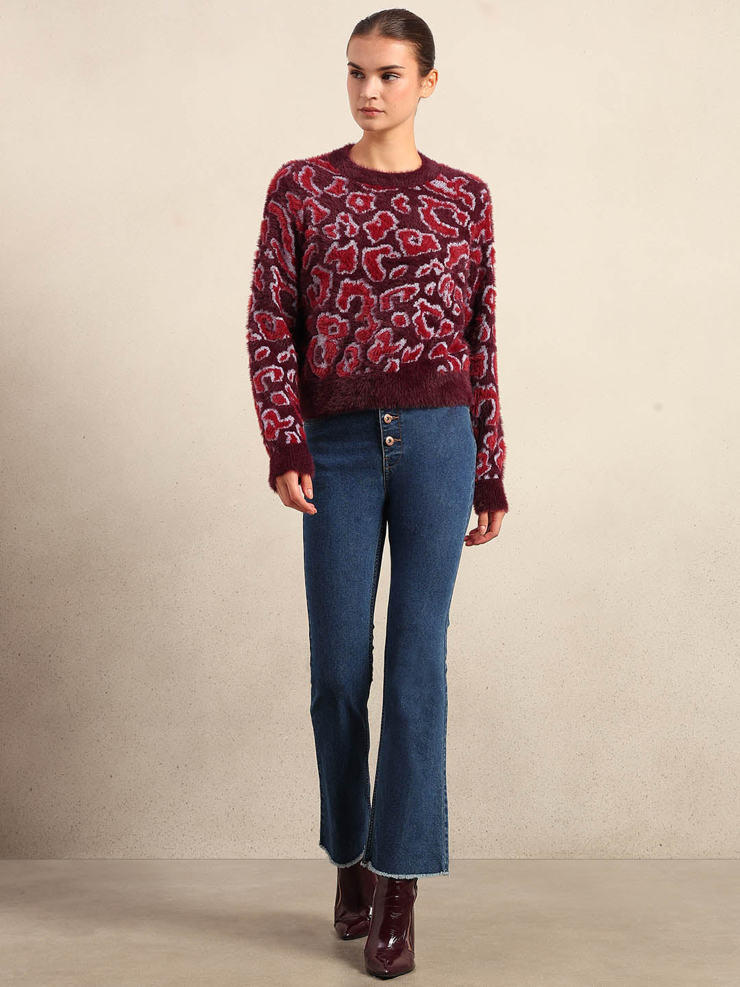 Red & Pink Animal Print Pullover