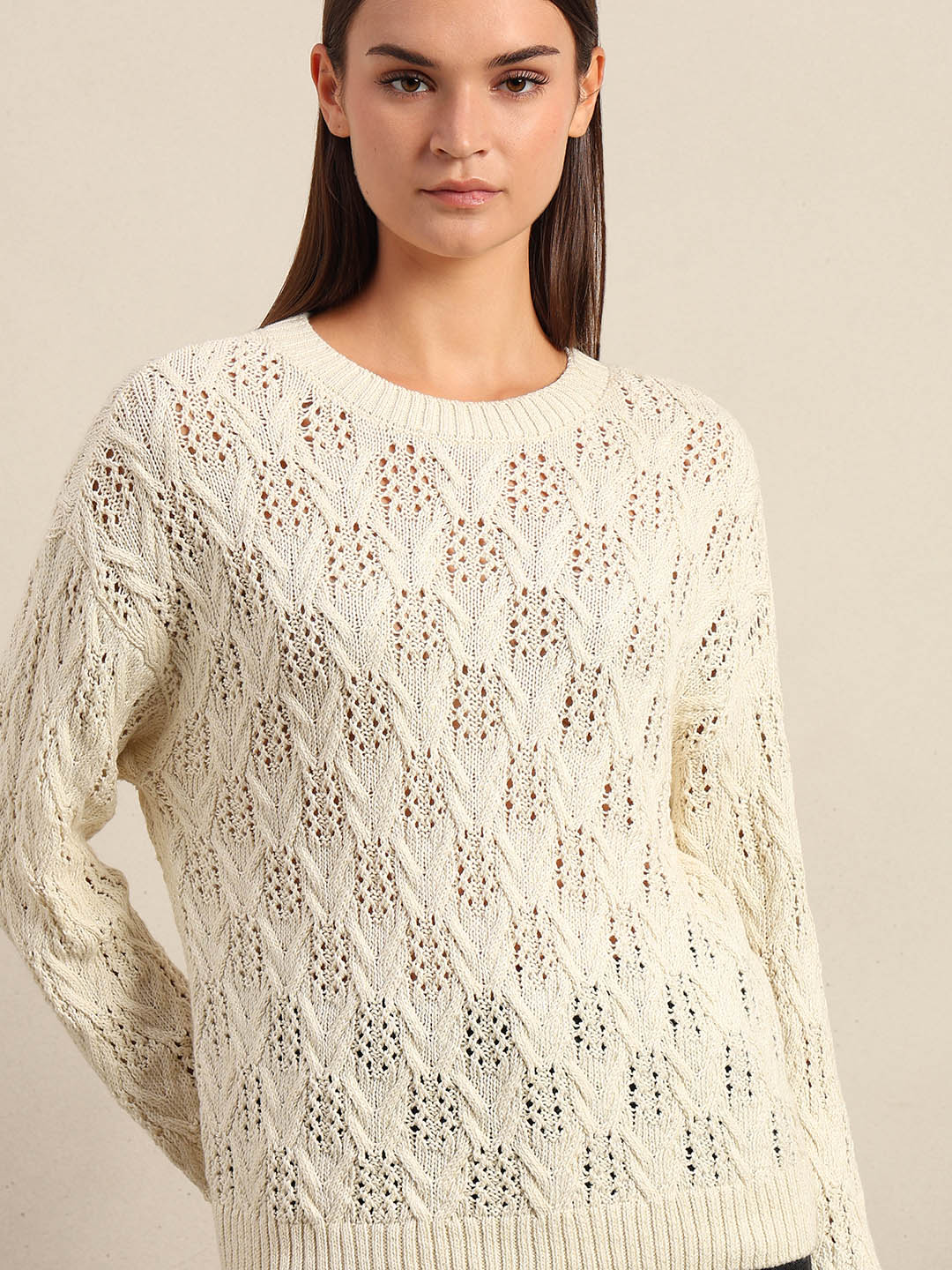 Ivory Lace Knit Pullover