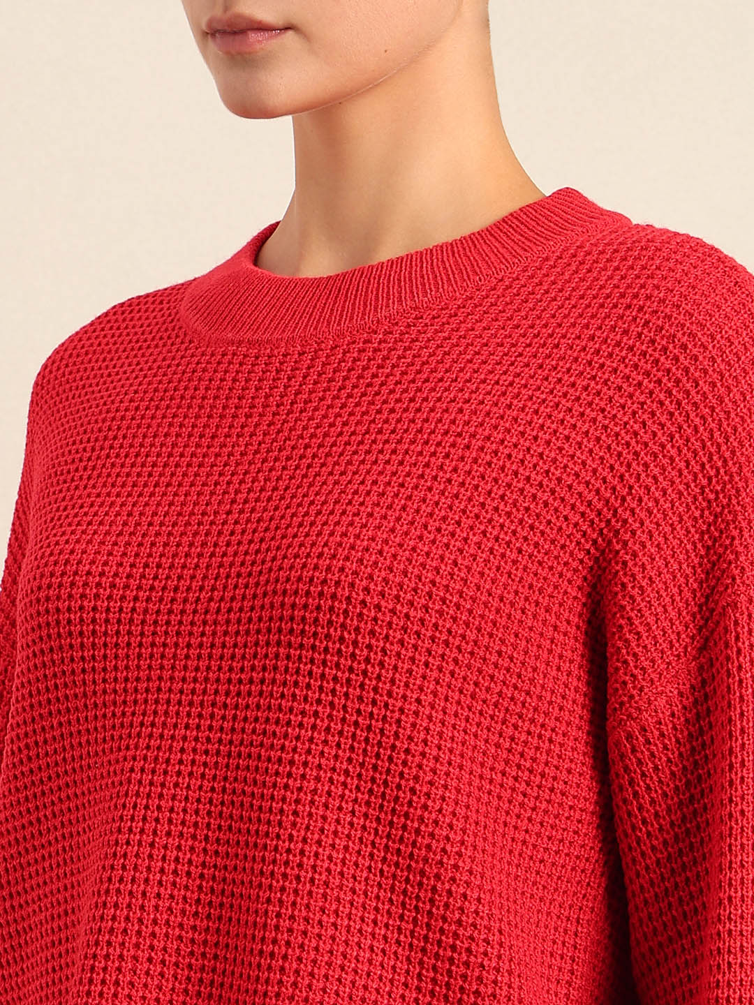 Bright Red Cropped Pullover