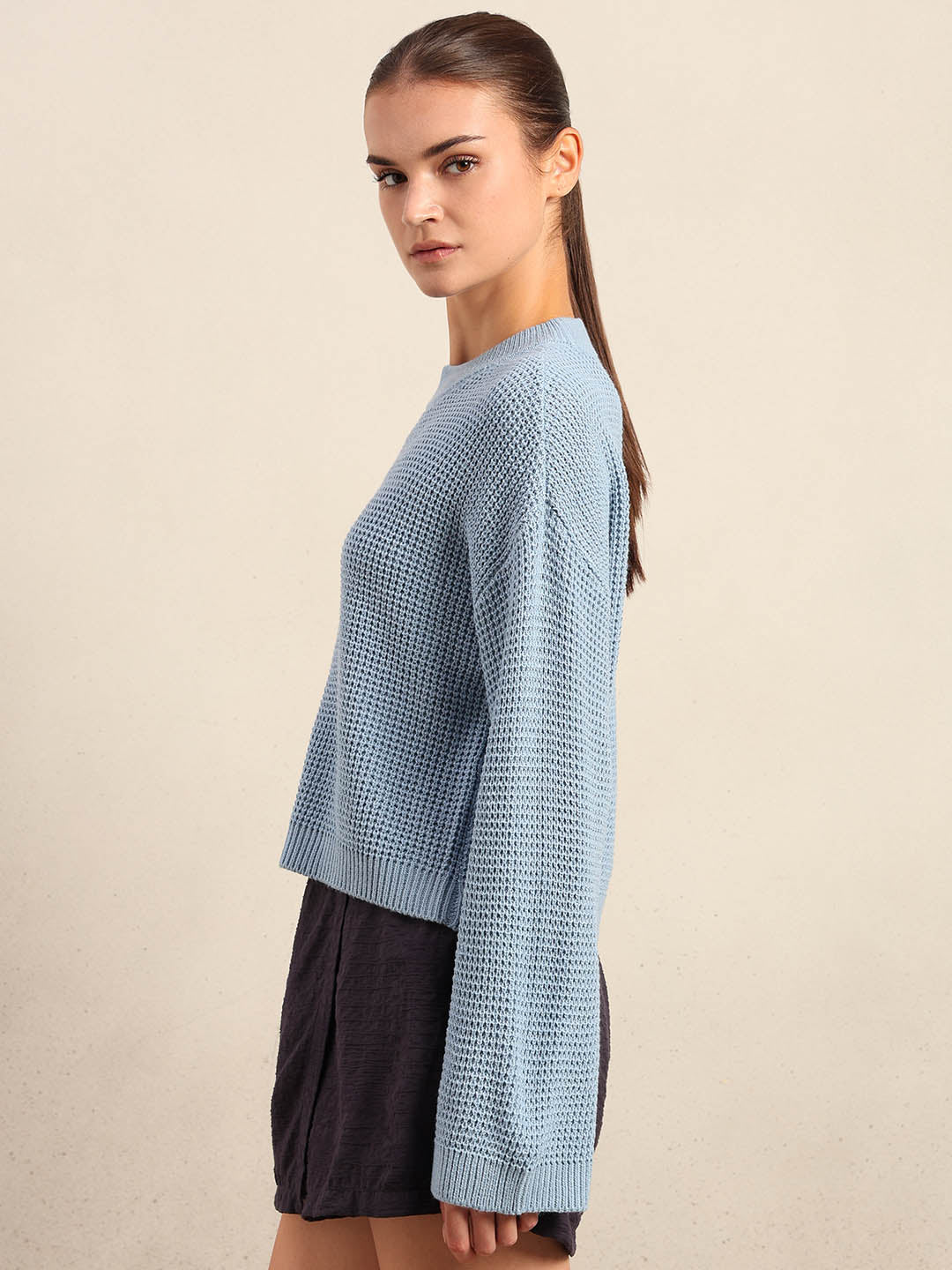 Light Blue Round Neck Pullover