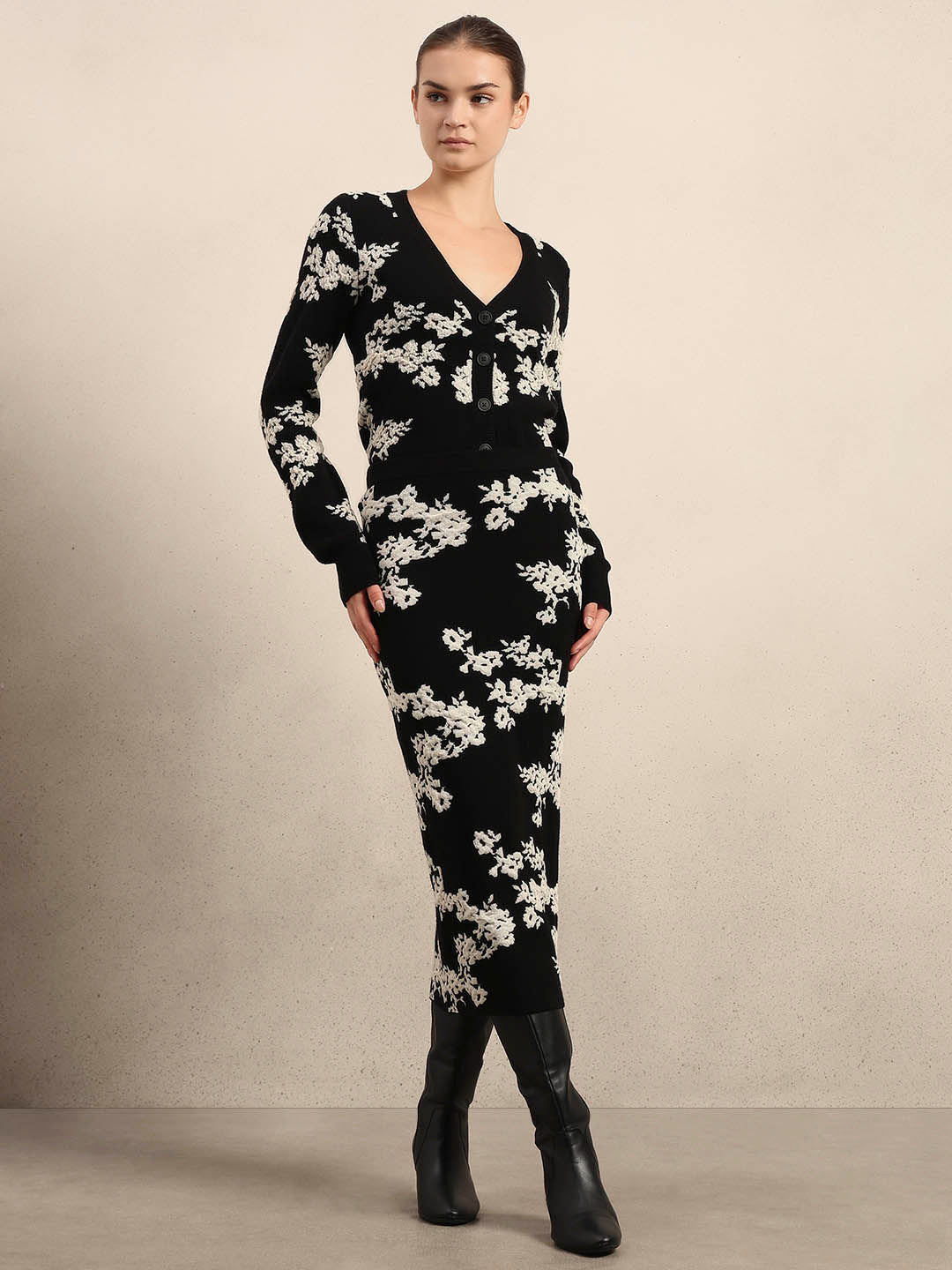 Floral Bodycon Midi Skirt