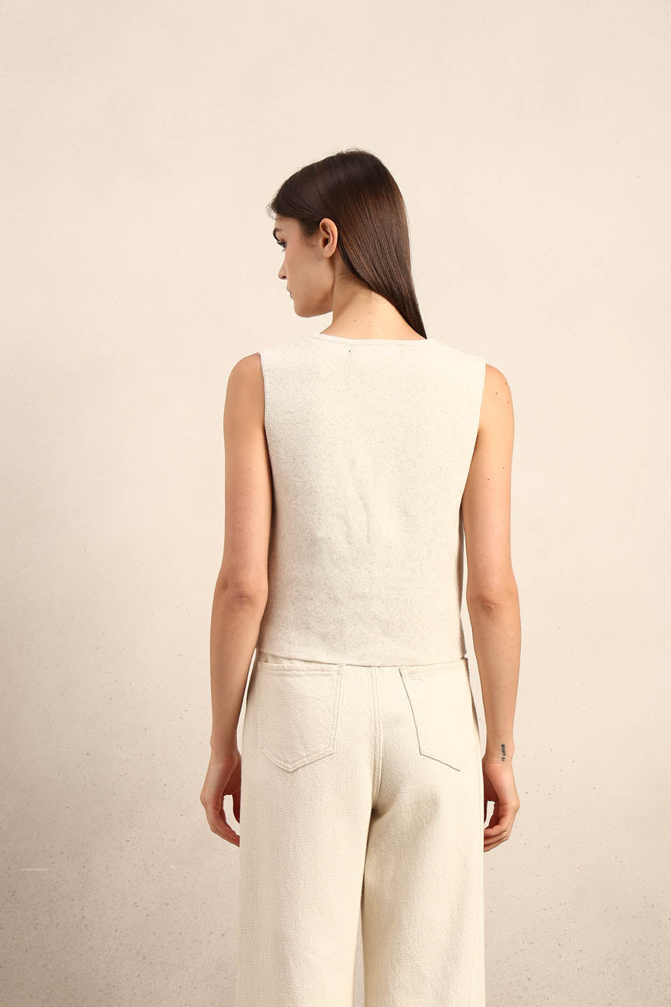 Cream V-Neck Vest