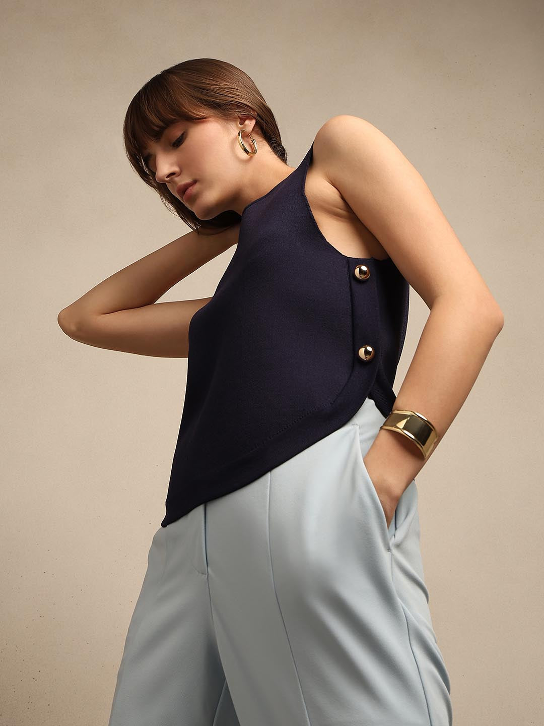 Navy Blue Sleeveless Top