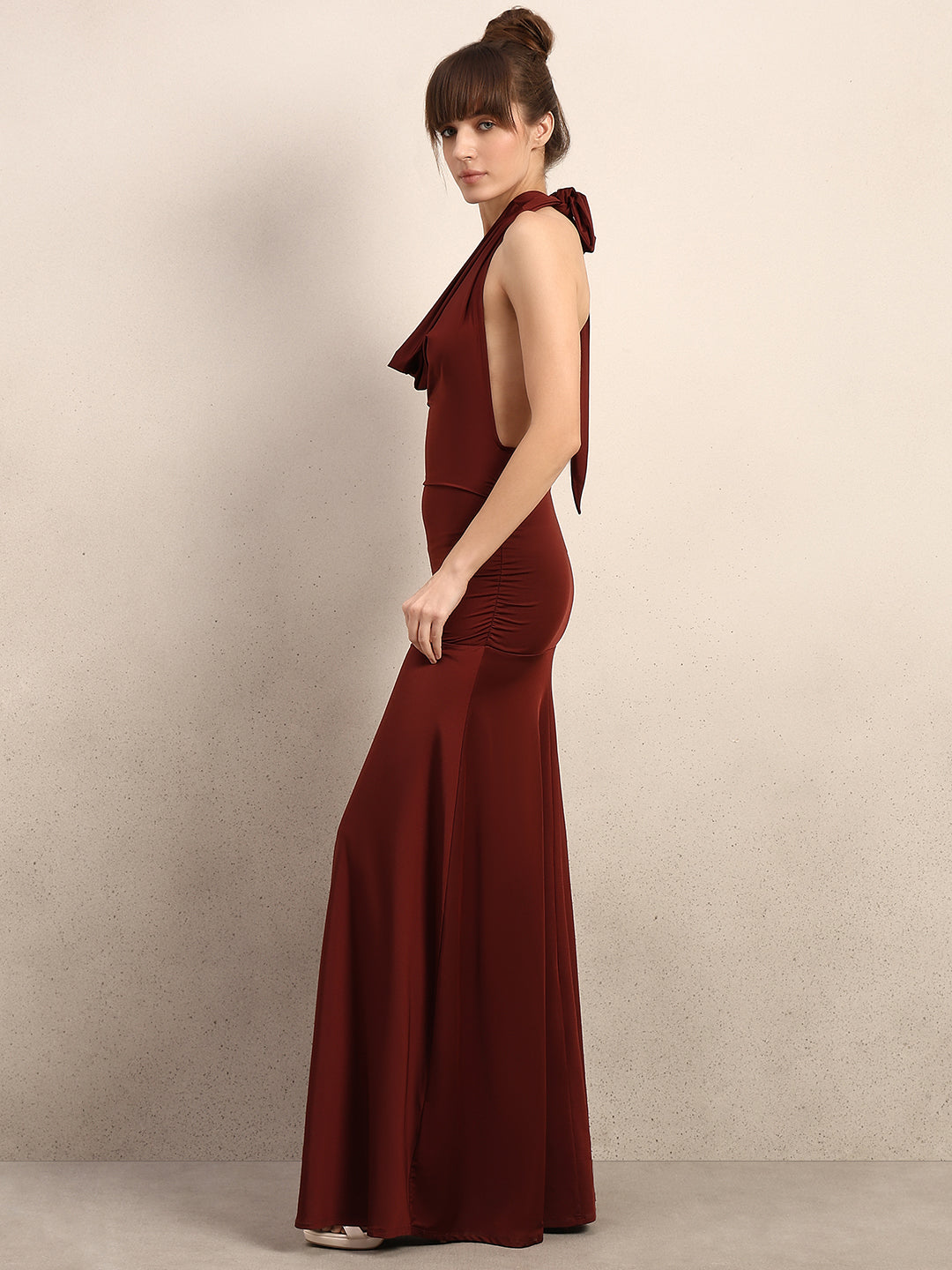 Cowl Halter Neck Maxi Dress