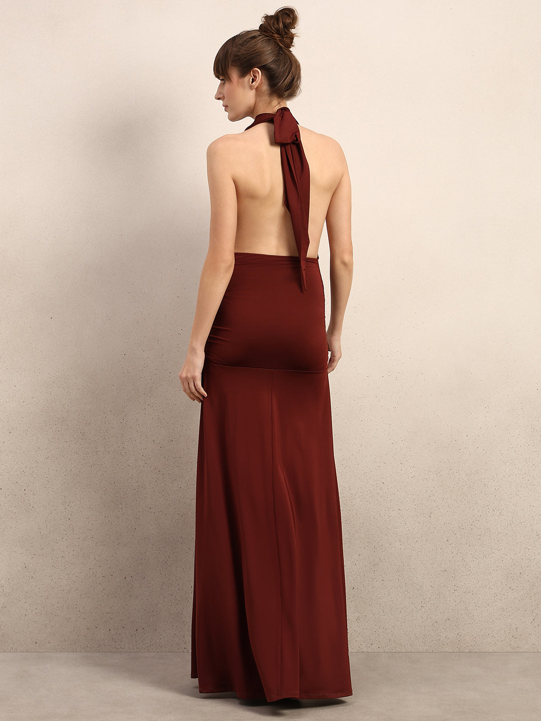 Cowl Halter Neck Maxi Dress