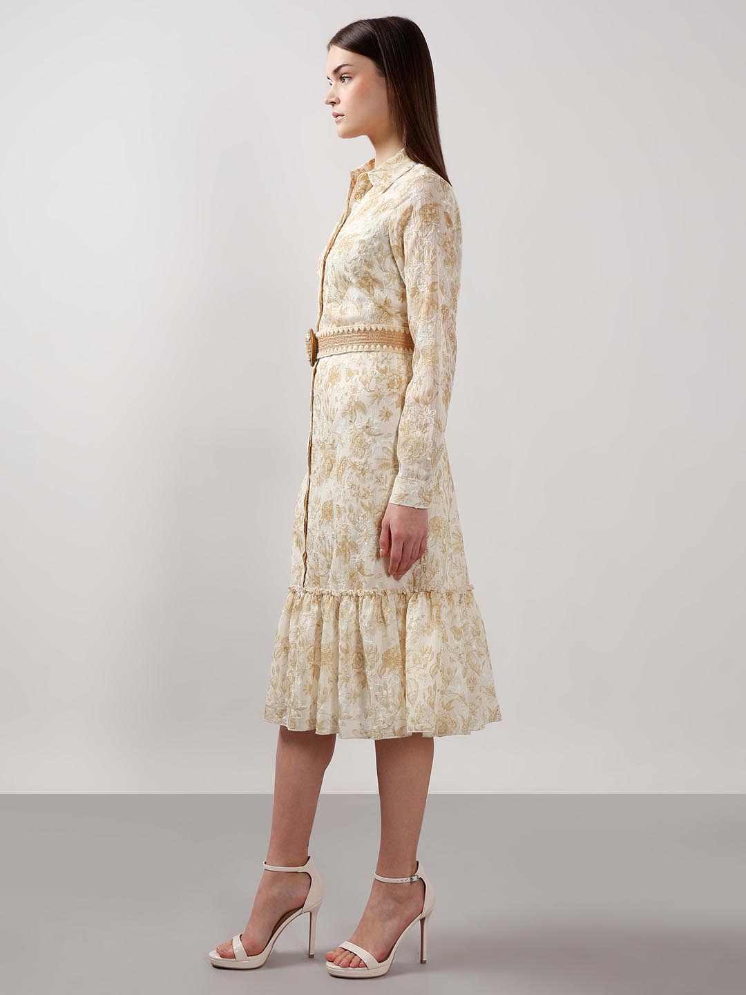 Vero Moda Ecru Jacquard Shirt Dress