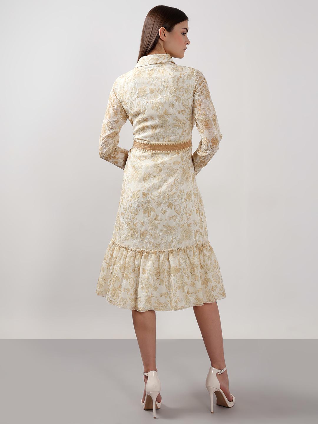 Vero Moda Ecru Jacquard Shirt Dress