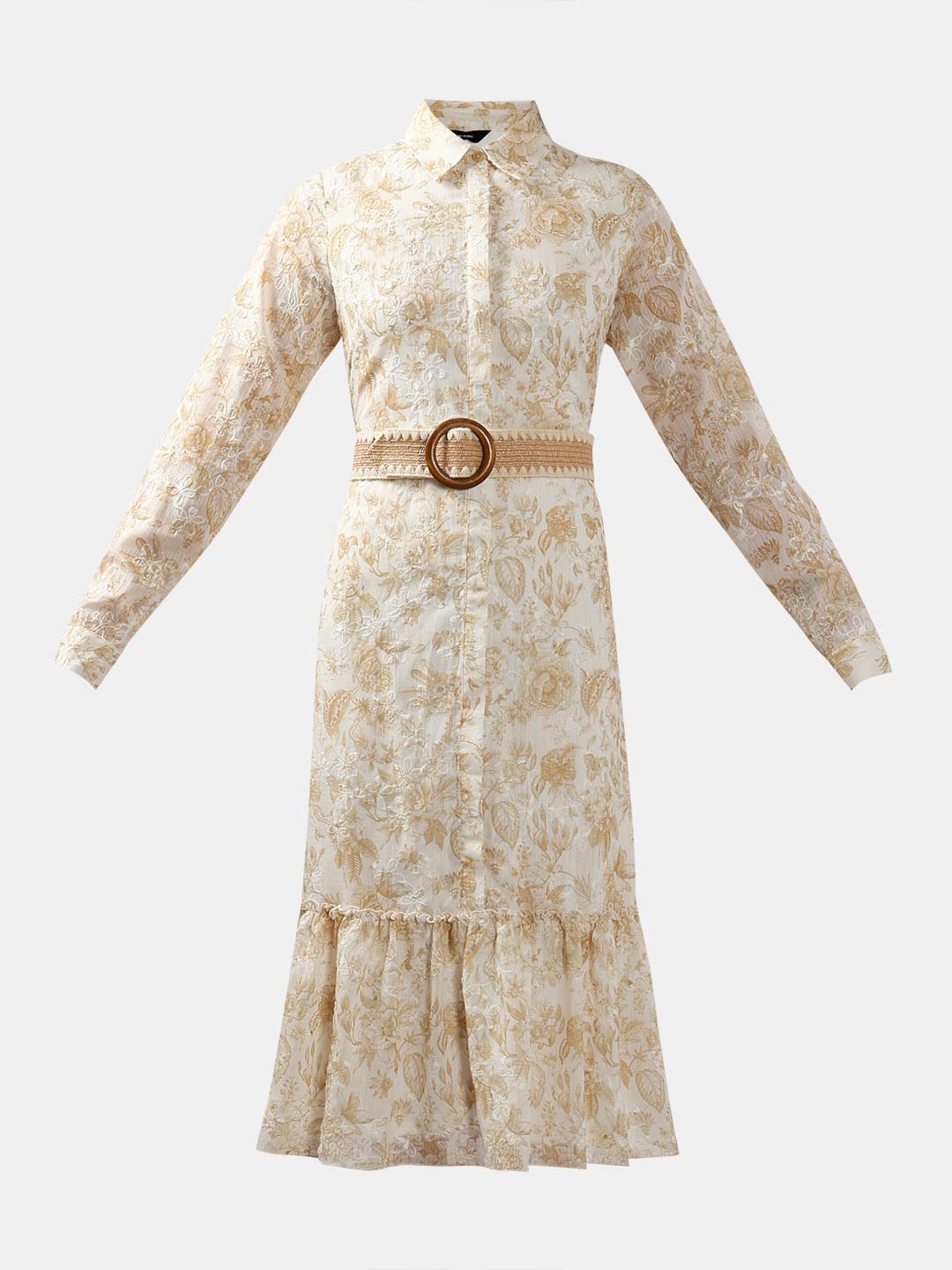 Vero Moda Ecru Jacquard Shirt Dress