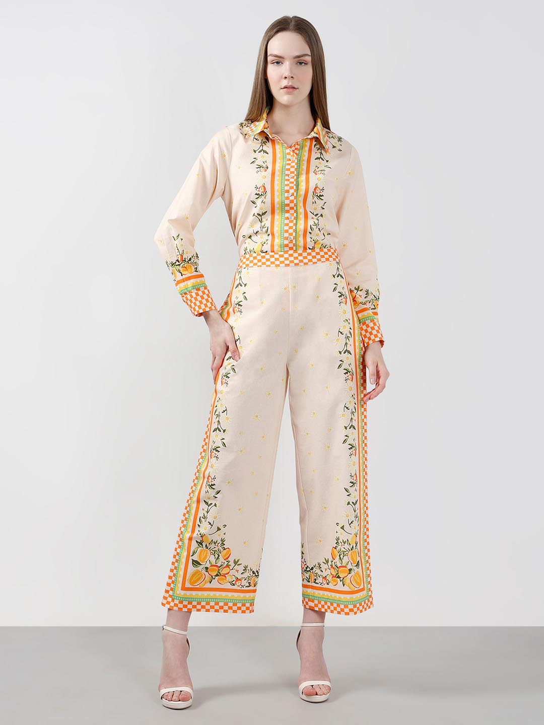 Vero Moda Yellow Printed Pants