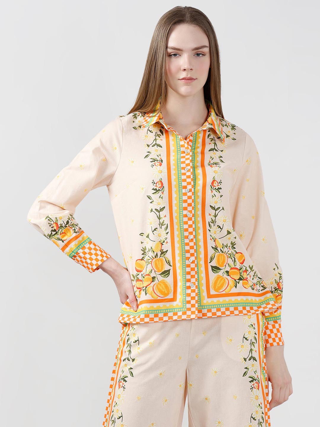 Vero Moda Yellow Printed Cotton Shirt