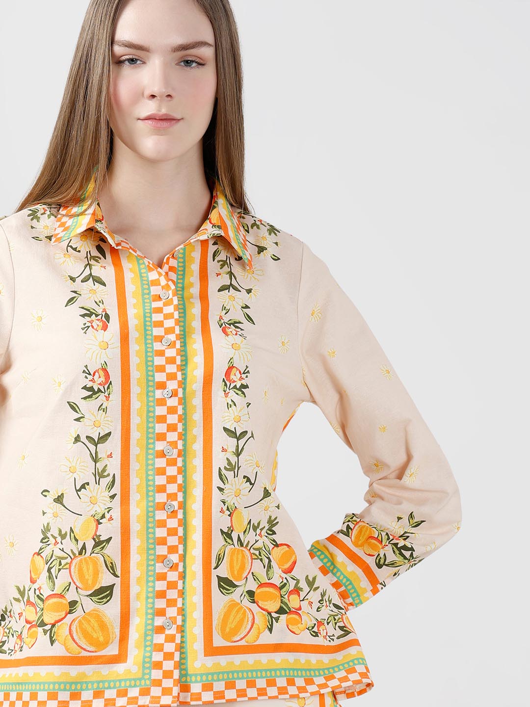 Vero Moda Yellow Printed Cotton Shirt