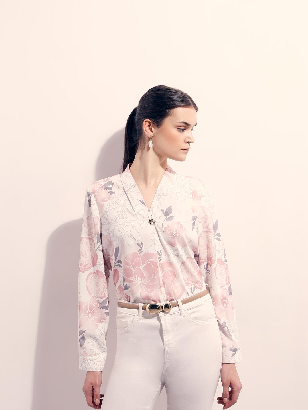 Vero Moda Pink & White Floral Top