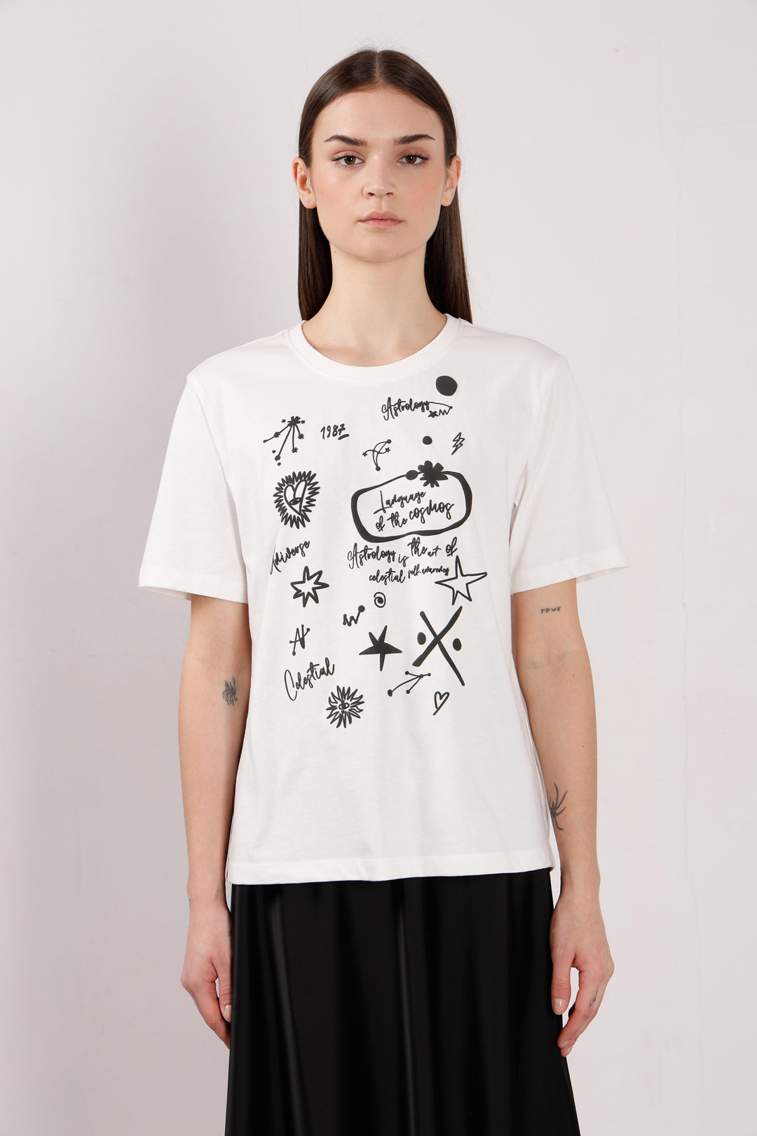 Vero Moda White Printed Cotton T-Shirt