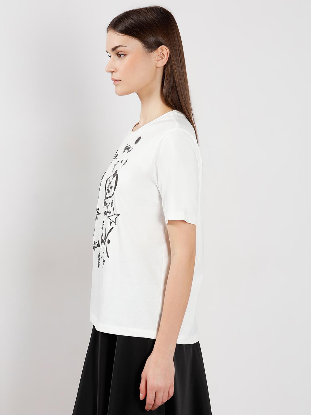 Vero Moda White Printed Cotton T-Shirt