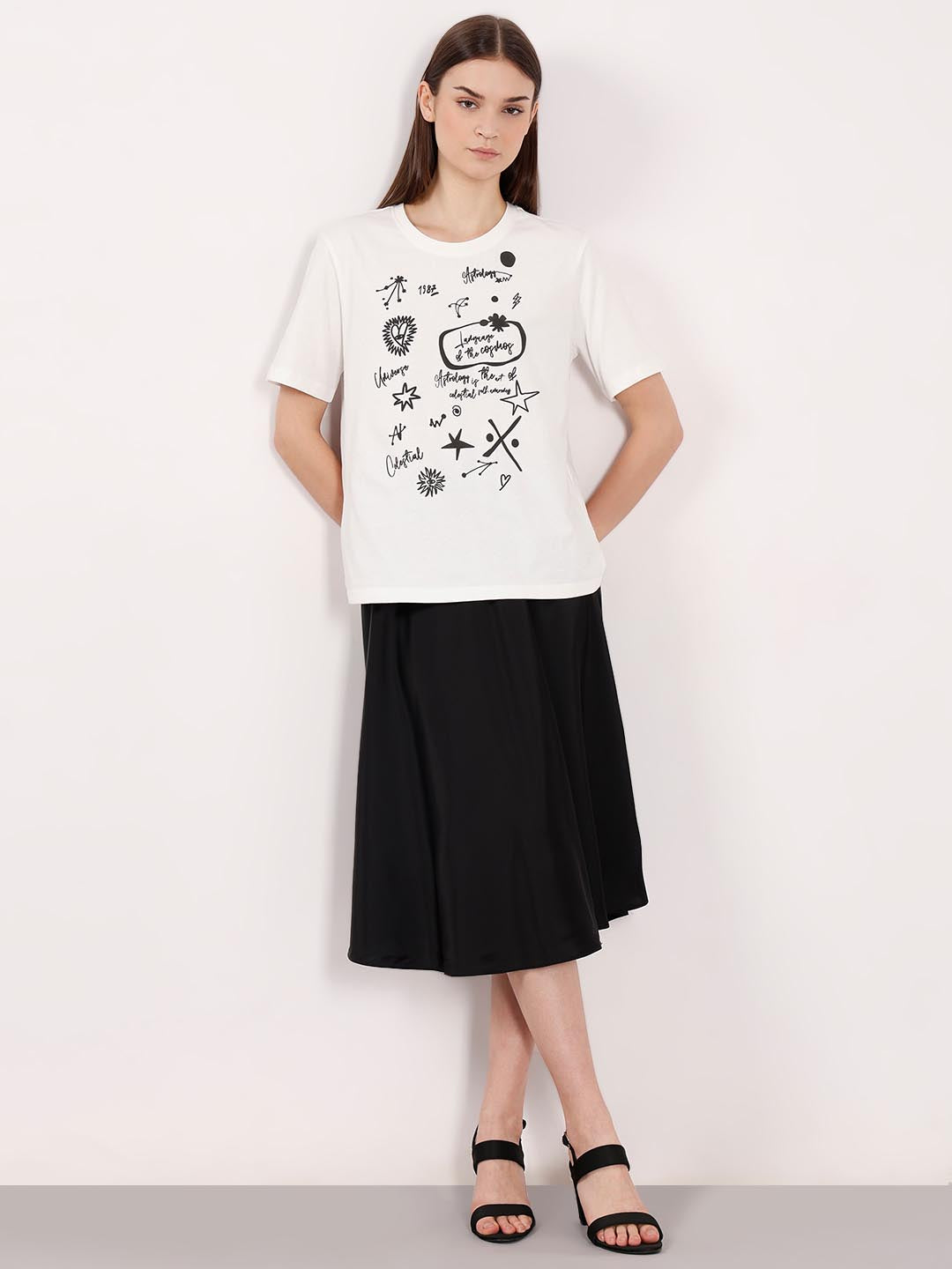 Vero Moda White Printed Cotton T-Shirt