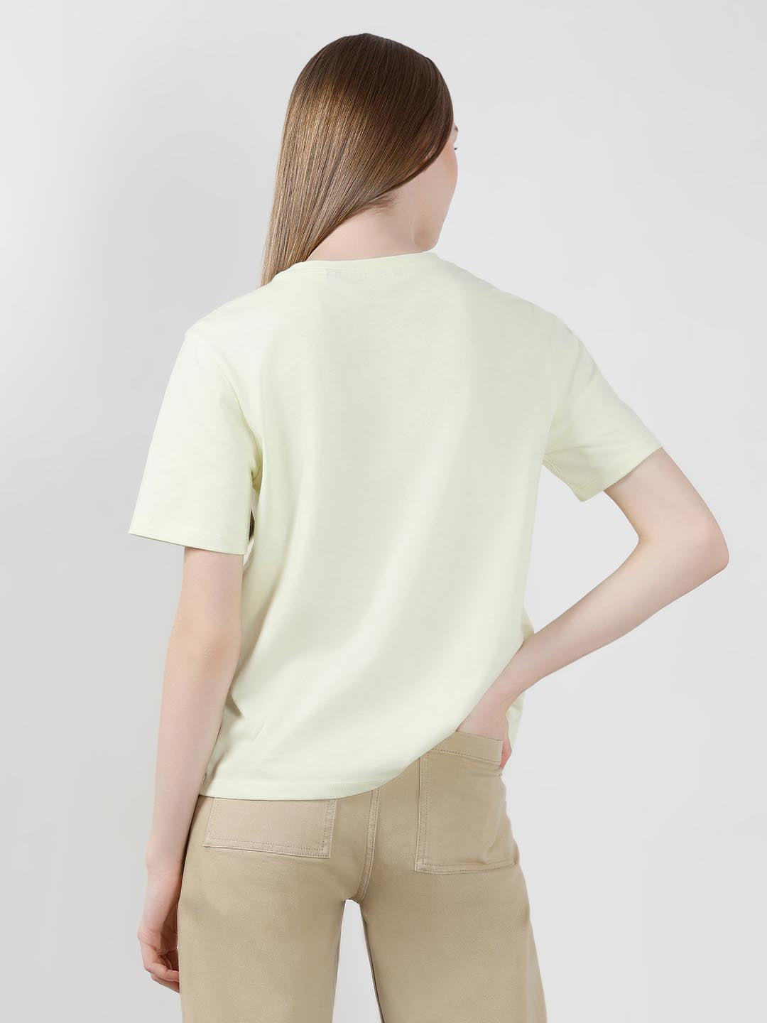 Vero Moda Lime Printed Cotton T-Shirt