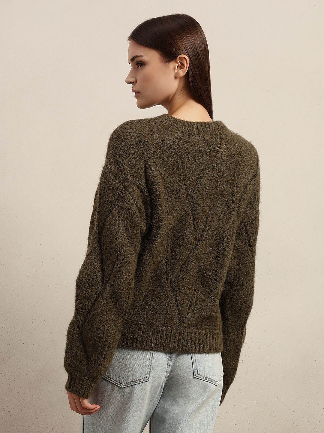 Stitch Detail O-Neck Sweater