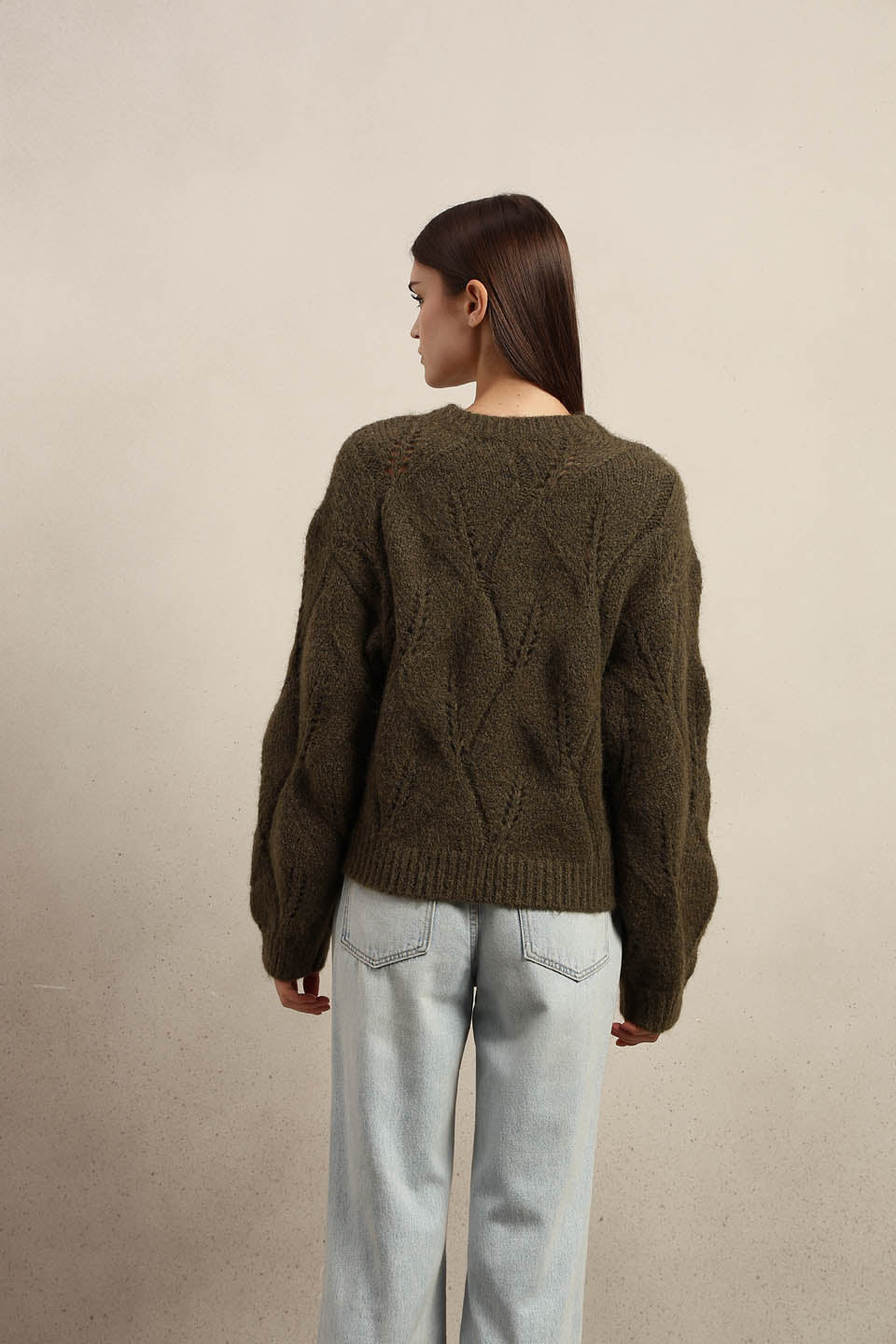 Stitch Detail O-Neck Sweater