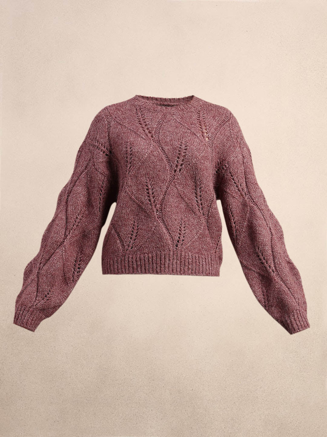 Stitch Detail O-Neck Sweater - Pink